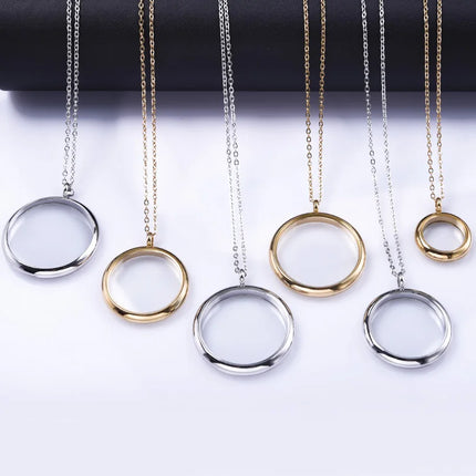 High Fashion Twist Locket Pendant Necklaces For Women Men Jewelry Memory Photo Floating Charm DIY Stainless Steel Lockets Gift