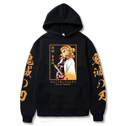 Popular Anime Print Hoodies Demon Slayer Blade Warm Fleece Japanese Street Kamado Nezuko Custom Men's Sweater Pullover Hoodies