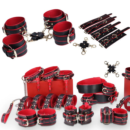 YOCY BDSM restraint set adult leather restraint sets,handcuffs,ankle cuffs, collars, neck covers, sex toys, role-playing props