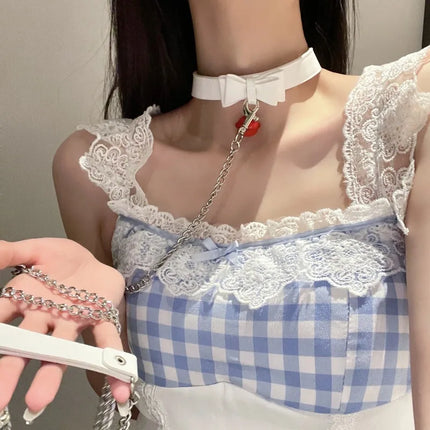 Traction Rope Women's Neck Strap Fun Neck Collar Collarbone Chain Neck Collar Halloween Christmas Dog Chain Training for Women