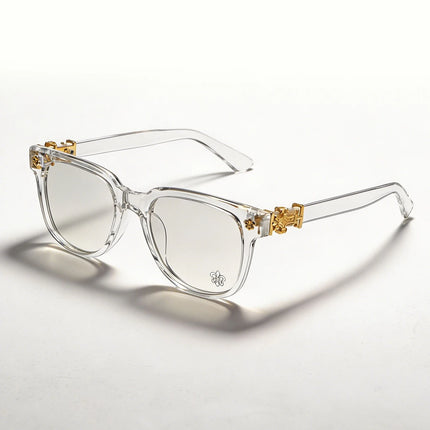 Unisex Square Anti Blue Light Glasses UV400 Gold Cross Hinge Black Clear Frame Computer Anti-Fatigue Eyeglasses