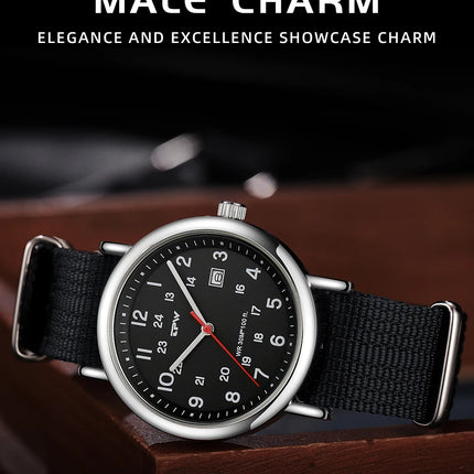 2026 TPW Field Watch Easy Reading Fabric Strap 24 Hours Display Quartz Movement Day function
