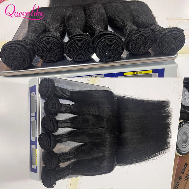 Queenlike 30 Inch Human Hair Bundles Brazilian Raw Hair Weave 1/3/4 Bundles Human Hair 26 28 30 Inch Straight Hair Extensions