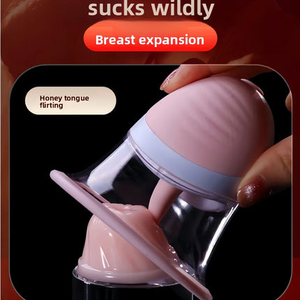 Breast Enlargement Suction Vibrator Rotating  Tongue Licking Vacuum Pump chest Massager Nipple Stimulation Masturbator Sex