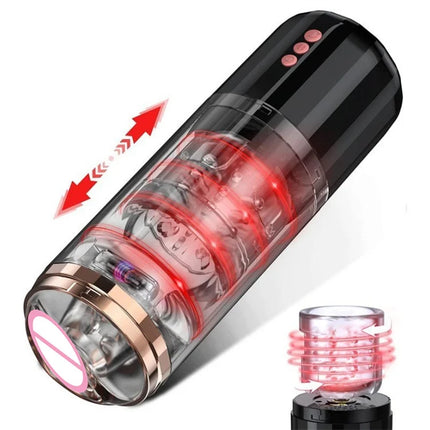 Discreet Ship Automatic Telescopic Male Masturbation Realistic Vaginal Stretching Vibrator Adult Sex Toy for Men Penis vibration