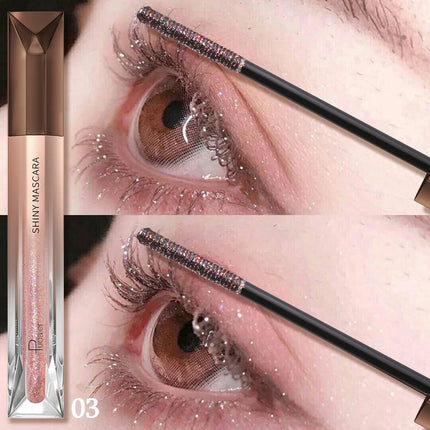 Glitter Sparkling Mascara，Long-Lasting, Volumizing Lashes, Effects, Waterproof, Smudge-Proof ， crushed diamond mascara pearlesce