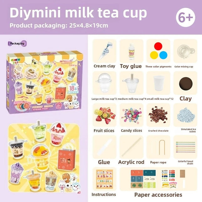 DIY Mini Milk Tea Cup, Packing Toy Set, Carry-on Play At Any Time, Decompression Toy Series