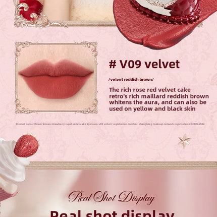 Flower Knows Strawberry Cupid Cake Lip Mud Mist Matte Velvet Lip Cream Lip Makeup 5ml