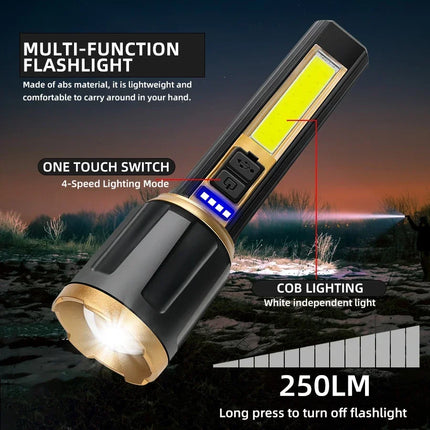 1/A Set Super Bright LED Flashlights USB Rechargeable Telescopic Zoom Tactical Torch Portable Long-Range Camping Fishing Lantern