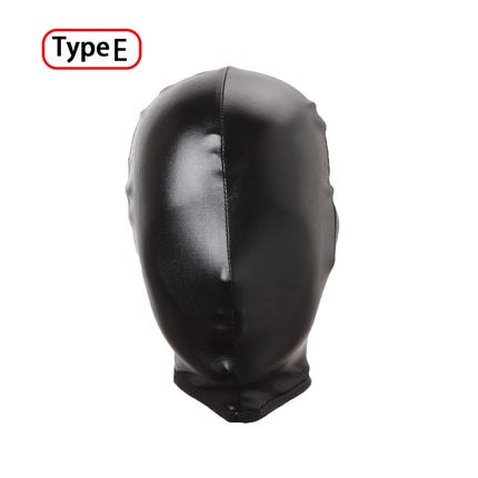 Women Mens Cosplay Face Mask Shiny Bronzing Cloth Open Mouth and Eye Glued Headgear Head Cover Couples Adult Products Sex Toys