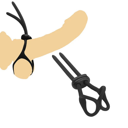 Cock Ring with Ball Stretcher for Men – Adjustable Silicone Penis Lock Ring for Delay Ejaculation, Reusable Erection  Adult Toy