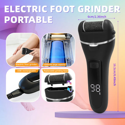 Rechargeable Electric Callus Remover Professional Pedicure Machine with 3 Foot File Grinder Heads for Dead Skin Removal