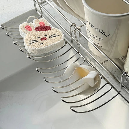 1pc/2pcs Stainless Steel Drain Basket Expansion Small Hanging Rack Storage Rack Storage Basket Stainless Steel  Home Goodies