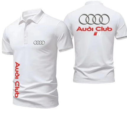 Audi Men's Polo Shirt Summer Casual Breathable Comfortable High Quality Motorcycle Men's Short Sleeve T-Shirt