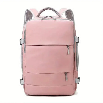 Water-resistant independent shoe compartment backpack with railing, USB interface travel bag, large-capacity storage bag