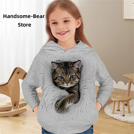 Children's Hoodies Cat 3D Print Clothing Spring Tops Baby Boy Clothes Hooded Sweaters Casual Girl Clothing Fashion Sweatshirts