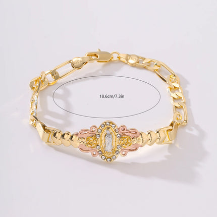 Exquisite Virgin Mary Bracelet 14K Gold Plated Zircon Inlay Catholic Gift Fashion Religious Jewelry Baptism Prayer Bracelets