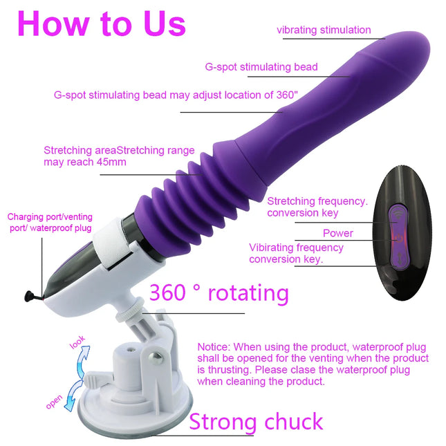 Remote Control G-spot Thrust Dildo Vibrator Clitoris Vaginal Nipple Anal Stimulator With Telescopic Vibration Mode Adult Sex Toy