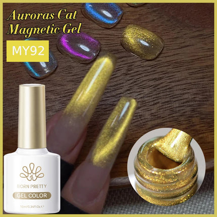 BORN PRETTY 10ml Auroras Glitter Cat Magnetic Gel Nail Polish Jelly Glass Bead Semi Permanent Soak Off UV LED Varnish Manicure