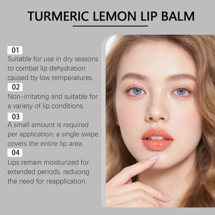 Turmeric Lemon Lip Balm Hydrating Fade Lip Lines Smooth Gloss Lighten Melanin Remove Dark Lip Dead Skin Soft Nourishing Lip Care