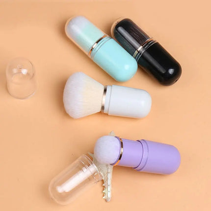 Hot Retractable Retractable Kabuki Brush Capsule-shape Multifunctional Travel Makeup Brush Cute Nail Powder Brush for Blusher