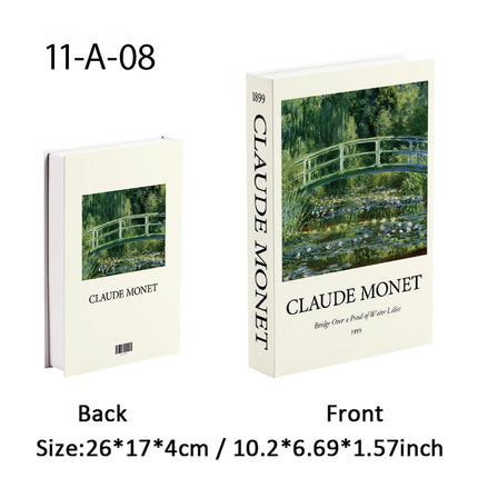 Van Gogh Monet Fake Book Painting Decorative Books Storage Box Sunflower Water Lily Coffee Table Books Home Decor Shooting Props