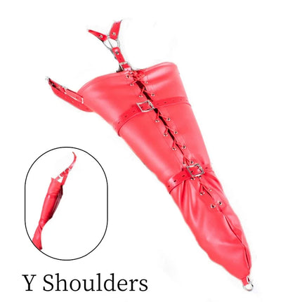 Erotic Games Both Arm Back Bondage Gloves with Adjustable Shoulders Strap Handcuffs for Couple Secure Restraint Adult Sex Toys