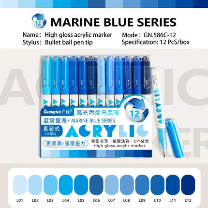 Guangna 168/72 Colors High Gloss Acrylic Marker Pen Set,Hard Headed Drawing Pens,Professional-Grade Paint Pen for DIY Graffiti