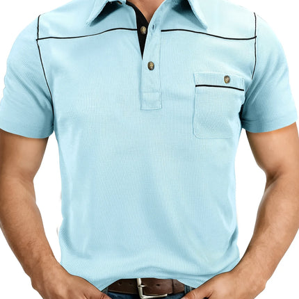 Plus Size Men's Polo Shirt 2026 Summer Fashion Vacation Casual Collared Solid Color Henley T-Shirt Pullover Top