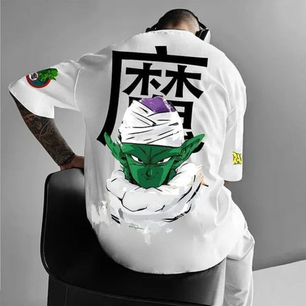 2026 Summer Dragon Ball T-Shirt Piccolo Demon King Graffiti Print 100%Cotton Oversized Retro High Quality Tee for Men Women Kids