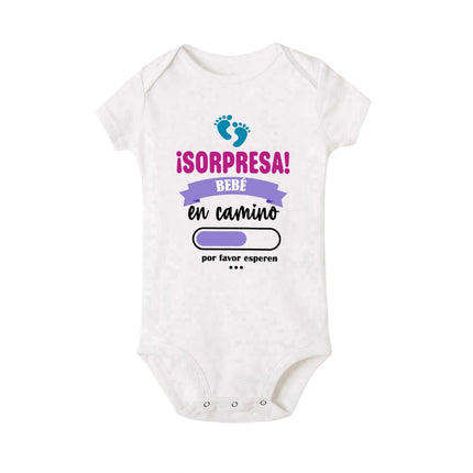 Surprise Baby on The Way Please Wait Printed Baby Jumpsuit Pregnancy Announcement Clothes Newborn Short Sleeve Bodysuit Romper