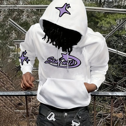 Y2K Star Graphic Hoodie Men Vintage Stay Wild Letter Hooded Sweatshirt streetwear  hoodies men clothing promo