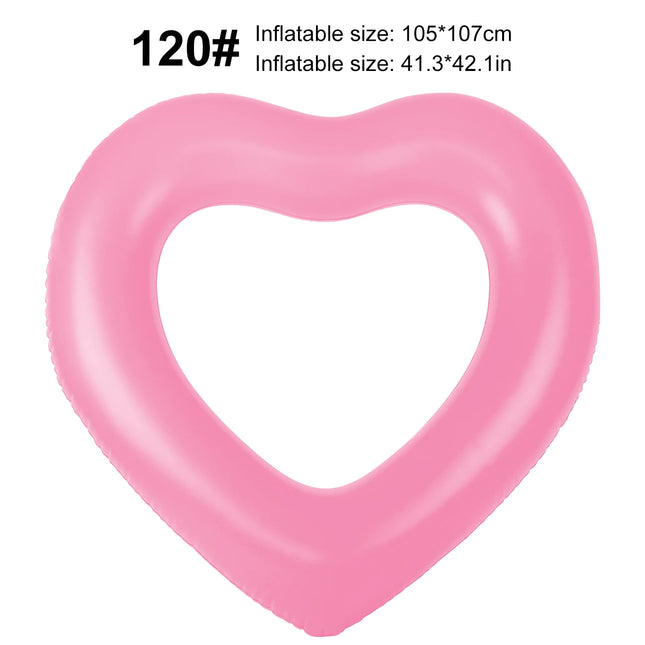 1PC Foldable Portable Heart Pool Float Ring for Adults - Inflatable Summer Beach Party Gift