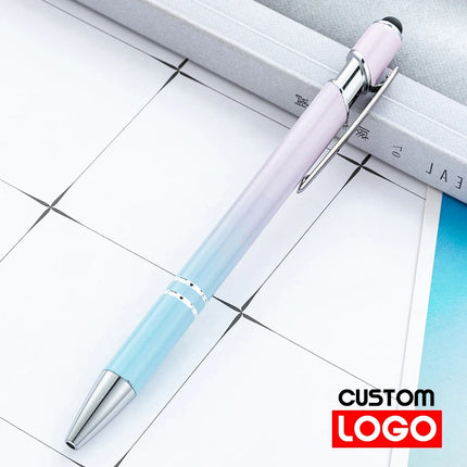 10-200Pcs Touch Screen Ballpoint Pen Gradient Color Aluminum Rod Pen Wholesale Text Name Metal Advertising Pen Engraving Logo