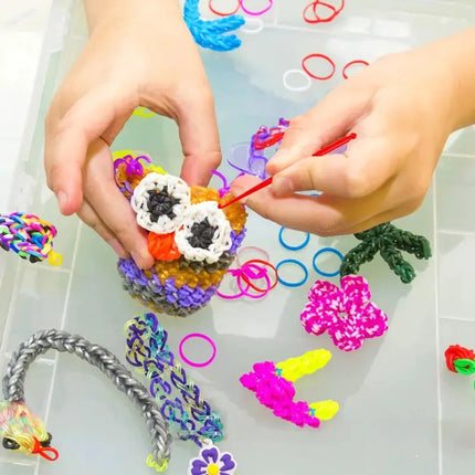 Colorful Rubber Bands DIY Craft Bracelet Making Kit Creative Loom Bands Set Rainbow Woven Teens Friendship Bracelet Craft Toys