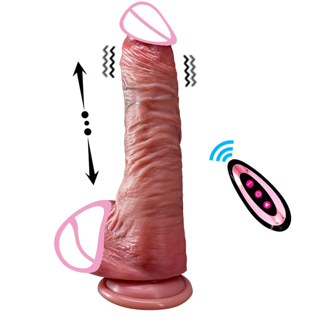 Large Soft Dildo Vibrator Heating Dildo Wireless Remote Realistic Penis Swing Dick Telescopic Dildos Vibrator For Women Sex Toys