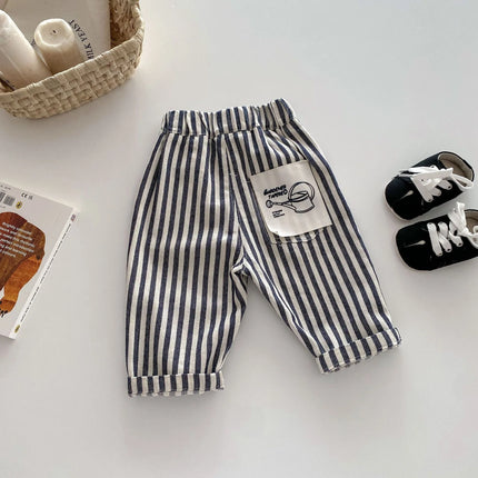 Spring Clothes Children's Pants Casual 0-5 Years Old Korean Soft Denim Children's Clothing Boys Fashion Striped Pants Infant