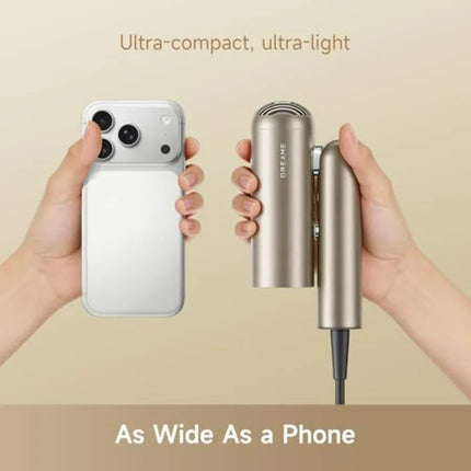 Travel hair dryer for global use, ionic ceramic material, matte black, dual voltage 120V/240V, fast drying with low noise and n