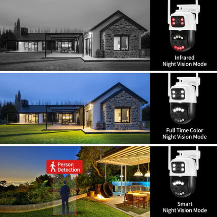 12MP 5K PTZ Wifi Camera 8X Zoom Dual Screen Ai Human Detect Auto Tracking CCTV Outdoor Surveillance Camera home iCSee