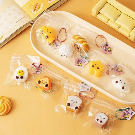 5Pcs Bread Dumping Food Stress Relief Squeeze Toys Mini Mochi  Toys Sensory Pinch Fun Party Favor Gift Keychain PendantHot