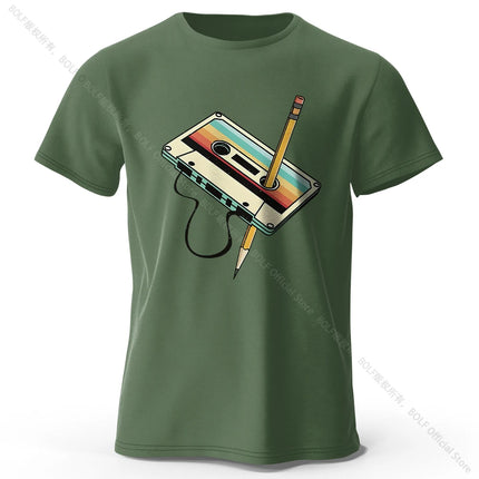 Men's Summer Essential 100% Cotton Printed T-Shirt, Soft & Breathable Round Neck Short Sleeve Tee, Unisex Casual Wear