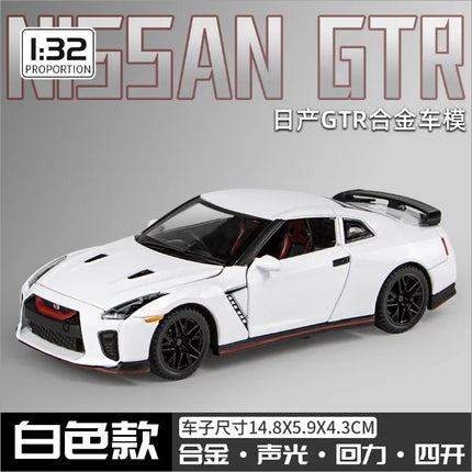 1:32 Scale GTR R34 R35 Diecast Model Alloy Toy Sport Cars Sound Light Pull Back high simulation Kid Birthday Gift Collect