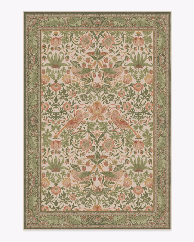 William Moris Strawberry Thief Stone Gold Rug Classic Design Textured Living Room Rug  Art Home Decor Rug Strawberry thief rug