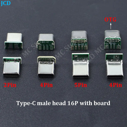 2/5/10PCS USB 3.1 Type C Vertical Patch Board 16pin 2/4/5 Welding Wire Data Band PCB USB Board Male Head 16P Usb C OTG Connector