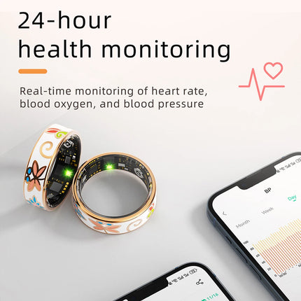 R18 Luxury Color Enamel Stainless Steel Women Smart Ring Stylish Fitness Tracker Female Lady Smart Rings Cute IP68 Waterproof