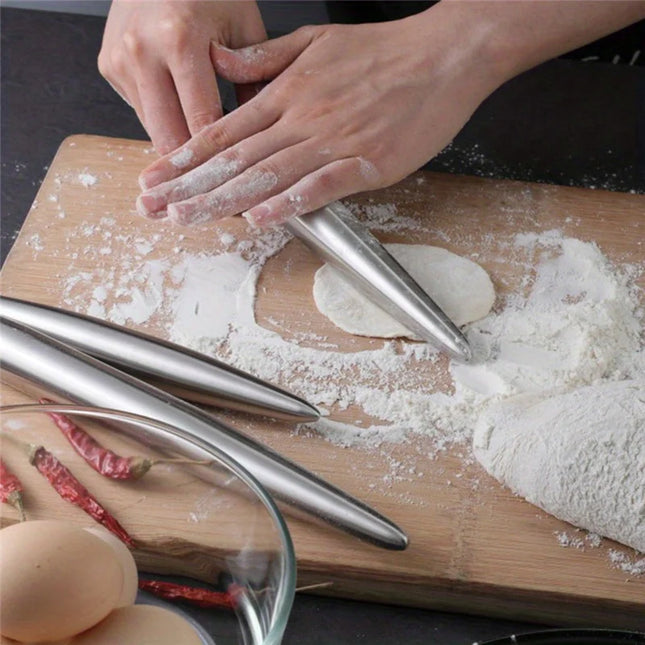 1Pc Stainless Steel Rolling Pin Kitchen Utensils Dough Roller Bake Pizza Noodles Cookie Dumplings Making Non-stick Baking Tool