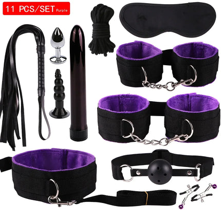 Leather Bondage Set BDSM Fetish Handcuffs Collar Erotic Toys Women Couples Adult Play Erotico Sexy Toys Sex Toys for Women Slave