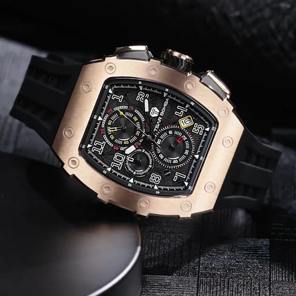 TSAR BOMBA New TB8204 Watch for Men Japan Quartz Chronograph 50M Waterproof Wristwatch Fashion Sport Clock Male Luxury Mens Gift