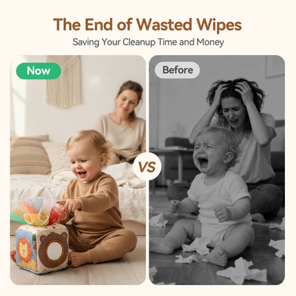 Baby Montessori Rattle Toy Cotton Animal Tissue Box Kid Finger Exercise Cloth Busy Box Toy Baby Educational Activity Sensory Toy