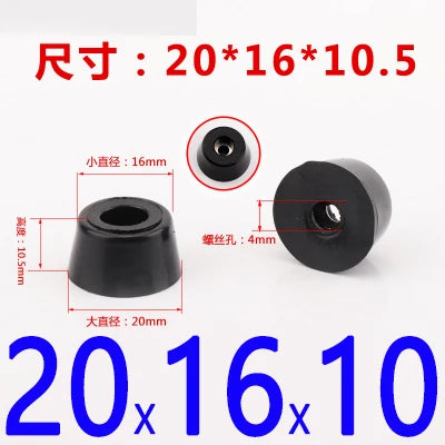 8pcs Anti Slip Furniture Legs Feet Black Speaker Cabinet Bed Table Box Conical Rubber Shock Pad Floor Protector Furniture Parts